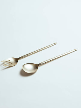 BRICKS Spoon and Fork Set (Gold)